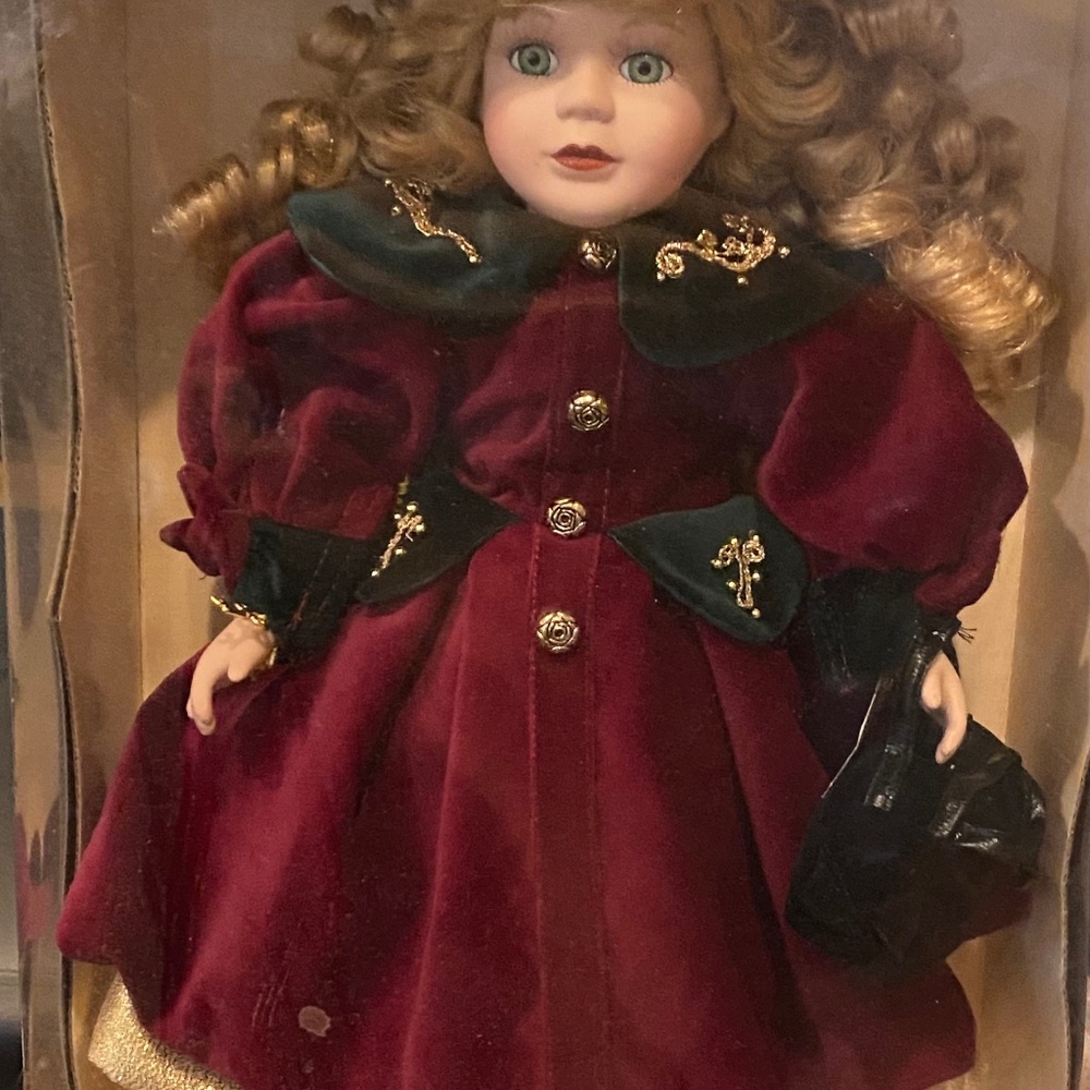 Victorian Star genuine porcelain doll. New in box. $25.